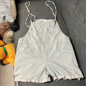 Soft denim short overalls
